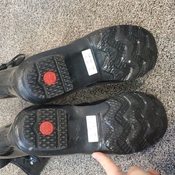 Hunter Womens Original Glossy Wellies  Classic Rain Tall lined boots shoes sz 8 - Picture 12 of 14